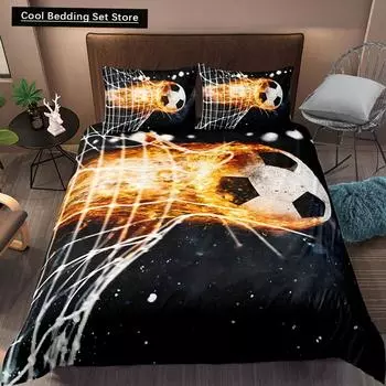 Football Bedding Set Printing Pillowcase Quilt Cover Soccer Duvet Covers Home Textiles Queen King Size Sport Theme Quilt Cover EU single(135x200cm)
