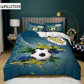 Футбольный комплект пододеяльника Футбольные ворота Мягкий постельный комплект Полиэстер Спортивная соревновательная тематика 2/3 шт. Полный Двуспальный Кинг-сайз Покрывало EU single(135x200cm)