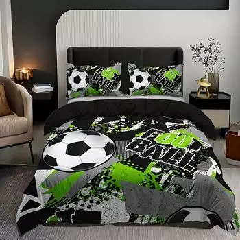 Football Graffiti Digital Printing Three-Piece Kit Bedding EU single 135*200