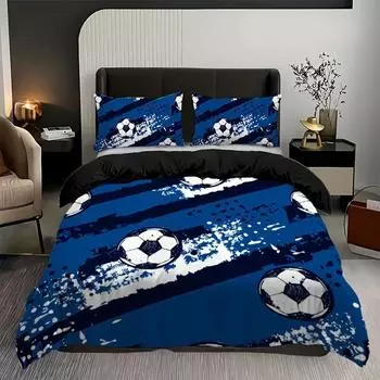 Football Graffiti Home Textiles Three-Piece 3D Digital Printing Quilt Pillowcase Bedding EU single 135*200