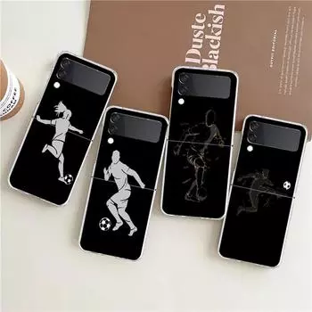 Football Player Soccer Art Clear Phone Case For Samsung Galaxy Z Flip 4 Case High Hard PC Shell on For Galaxy Z Flip 3 5G Cover Galaxy Z Flip