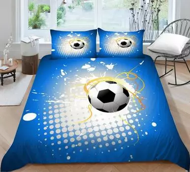 Football Printing Kids Bedding Set 3D Breathable Bedclothes Bed Cover Home Decor Pillowcase Comforter Duvet Covers Single 135x200cm