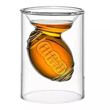 Football Reversible Shot Glasses 2Oz , with 3D relief Football Ball Shape inside Old Fashioned Cocktail Glass FOR BARWARE 2 oz