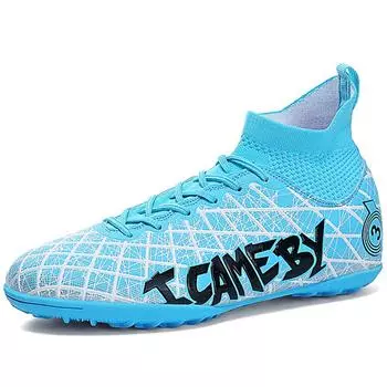 Футбольные бутсы 31-48, мужские футбольные бутсы с высоким берцем, кожаные футбольные бутсы для мальчиков большого размера с длинными ногтями 31 белый