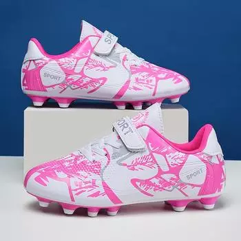 Football shoes children teenagers Velcro students long nails broken nails flat bottom nail bottom low top sports training shoes fashion 28