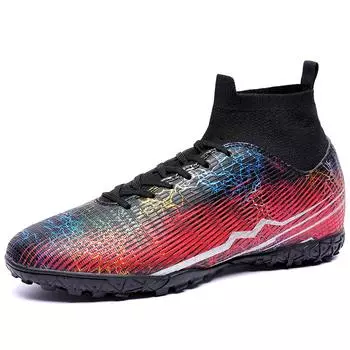 Футбольные бутсы Футбольные бутсы Высокие TF с измельченными ногтями Мужские и женские взрослые детские туфли для ногтей Тренировочная обувь Футбольные бутсы с искусственной травой 35 чёрный