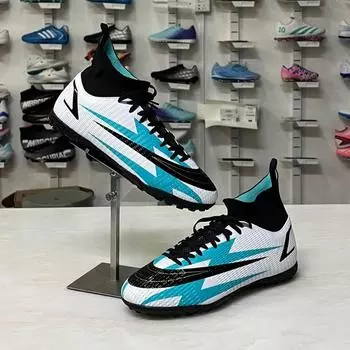 Football shoes High-top broken nails Artificial turf leather feet Boys and girls long nails competition Student training shoes 35
