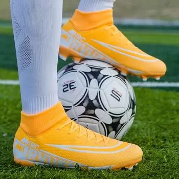 Football shoes high-top male adult student AG spikes female children breathable artificial grass broken nails professional training shoes 35