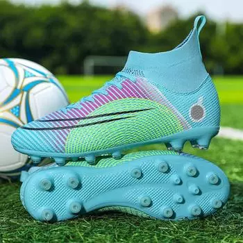 Football shoes high-top mandarin duck male broken nails primary and secondary school students non-slip wear-resistant training shoes female 33