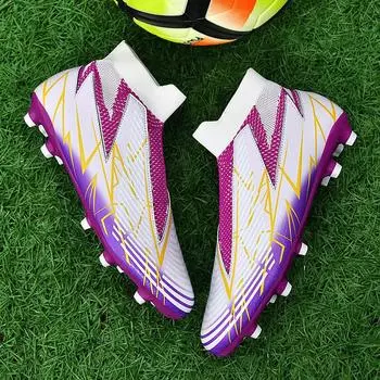 Football Shoes Lace-free Socks Football Shoes Male Students Game Training Shoes FG Sleeve Spikes 36