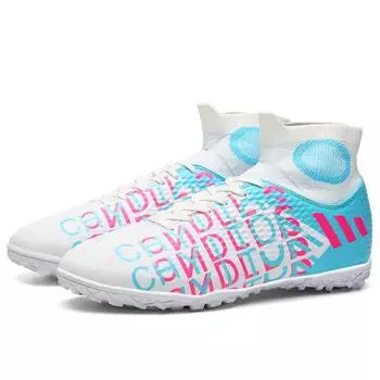 Football shoes men s and women s breathable casual mandarin duck color high-top limited edition casual broken nails grass children s training shoes 31