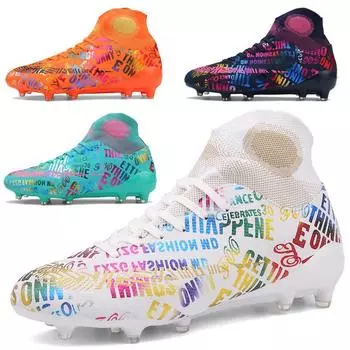 Football Shoes Men s High Top Camouflage Mandarin Duck Adults Middle and Older Children s Competition Training Sports Long Nails Broken Nails Direct 35