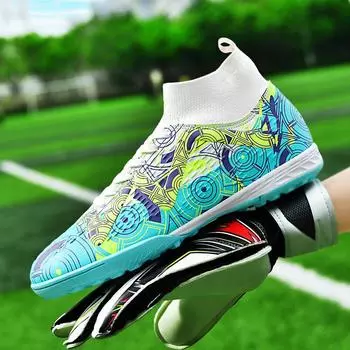 Football shoes new large size youth anti-skid broken nails long nails professional artificial training shoes 33