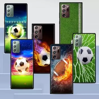 Football Soccer Ball Burning Fire Case for Samsung Galaxy S20 FE S21 Ultra S10 Lite S10e S9 S8 Plus S7 Black Soft Phone Cover Samsung S21 Ultra