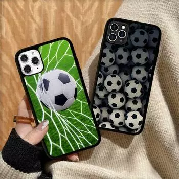 Чехол для телефона «Футбол» Силиконовый чехол из ПК + ТПУ для iPhone 11 12 13 Pro Max 8 7 6 Plus X SE XR Hard Fundas iphone 14