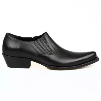 FootCourt - черная мужская обувь в стиле вестерн, ковбойские сапоги из натуральной кожи, мужская обувь на высоком каблуке, с острым носком, эластичная сторона, ручная работа, новинка