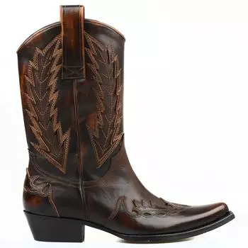FootCourt - коричневые мужские ковбойские сапоги из натуральной кожи, винтажная мужская обувь ручной работы, мужская обувь с острым носком для верховой езды до середины икры, новый техасский вестерн