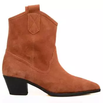 FootCourt - Мотоциклетные ковбойские сапоги в стиле вестерн, женские однотонные натуральные замшевые коричневые кожаные слипоны в стиле ретро, ботильоны в стиле ретро, ботильоны Botas