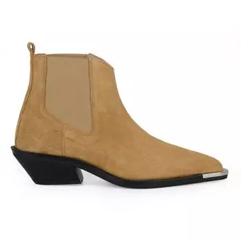 FootCourt/женские ботинки «Челси» в стиле вестерн, замшевые бежевые кожаные весенние ботильоны на толстом каблуке с металлическими украшениями, осенняя женская обувь ручной работы