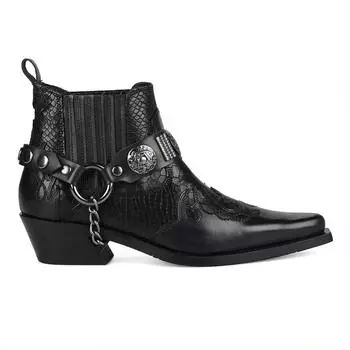 FootCourt женские ковбойские ботильоны, черные женские ботинки из натуральной кожи в стиле ретро, вышитые ботильоны, кожаные ковбойские сапоги с принтом на ножке