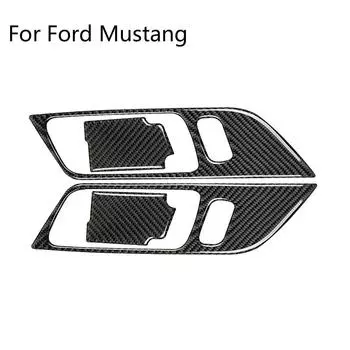 For 2015-20 Ford Mustang Interior Door Handle Cover Decor Trim Kit Carbon Fiber
