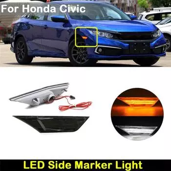 For 2016+ Honda Civic 10th Gen Switchback LED Side Marker Turn Signal Lamp Smoke