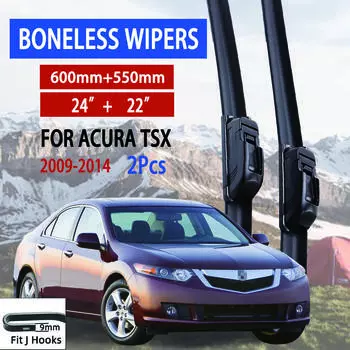 For Acura TSX 2009-2014 Car Windshield Wiper U-type Soft Rubber Frameless Bracketless Car Wipers 24 +22