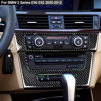For BMW 3 E90 E92 2005-2012 True Carbon Fiber Strip Air Conditioning CD Panel Decorative Cover Trim Auto Interior Accessories