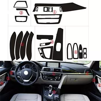 For BMW 3 Series F30 F31 Interior Decal Trim Stickers Glossy Carbon Fiber Style