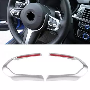 For BMW F10 F20 F13 F15 F16 X5 X6 F30 1 2 3 4 5 6 Series M Sport Car Interior Steering Wheel Decoration Strip Frame Trim Sticker серебряный
