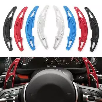 For BMW M2 F87 M3 F80 M4 F82 M6 F06 F12 2016 2017 Steering Wheel Gear Shifters Paddle Extension Aluminum Alloy Cover Trim 2PCS серебряный