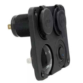 For Boat Marine RV Truck Camper Vehicles 12V Cigarette Lighter Dual USB Charger 4.2A Voltmeter ON-OFF Switch 4 In 1 Car Charger красный