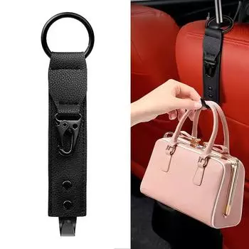 Для автомобильных зажимов для хранения, держатель-органайзер для подголовника переднего сиденья, 1 шт., крючки из искусственной кожи, автомобильные крепежные вешалки, аксессуары для салона автомобиля коричневый