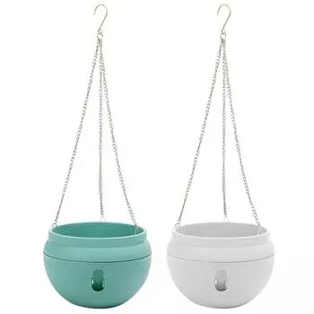 for Creative Bowl-Shaped Plastic Flower Pot Garden Self Watering Hook Hanging Planter Water Storage Release Plant Dropshipping зелёный