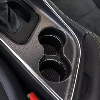 For Dodge Challenger Challenge 2015-2024 Carbon Fiber Interior Accessories Central Control Gear Water Cup Panel Decoration 5D чёрный