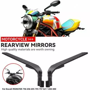 For Ducati MONSTER 796 696 695 795 797 821 1200 400 Motorcycle Wind Wing Side Rearview Mirror Adjustable Rotating Accessories