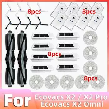 For Ecovacs Debot X2 / X2 Pro / X2 Omni Robot Vacuum Cleaner Main Side Brush HEPA Filter Mop Pads Dust Bag Replacement Parts