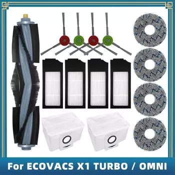 For ECOVACS X1 TURBO / OMNI Spare Parts Accessories Main Side Brush Hepa Filter Rag Mop Stand Dust Bag Dust Box Brush Cover