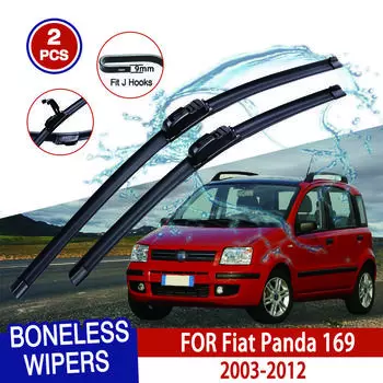 For Fiat Panda 169 2003-2012 Car Windshield Wiper U-type Soft Rubber Frameless Bracketless Car Wipers 22 +16