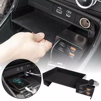 For Honda CRV Breeze 2024-2024 Car Fast Charger 90W Charging Splitter Type With Hub Shunt USB USB Type C C Adapter Cigarett P5F8 чёрный