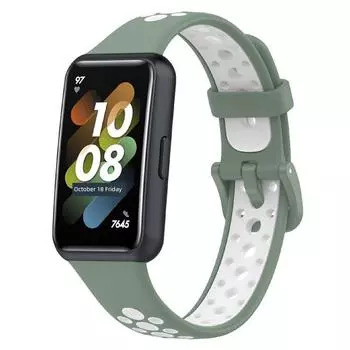 For Huawei Smart Bracelet 7 Double Color Strap Huawei Band7 Porous Model Casual Breathable Replace Wristband Light green and white No specifications