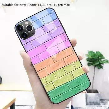For Iphone 14 Case Glass Back Cover Colorful Brick Case Iphone 14 Plus Cover Funda For Iphone 11 12 13 14 Pro Max 12 Mini iPhone 11&Glass case
