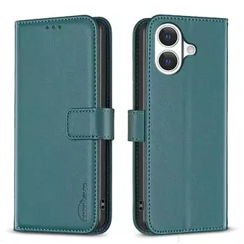 For iPhone 17 Phone Case BINFEN COLOR BF17 Wallet Folio Flip Leather Cover Green