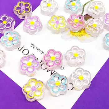 для детей и девочек, сделай сам, ожерелье, браслет, изготовление прозрачных бусин в виде цветка сливы, 5 шт., ручная работа, эмалированный цветок конфетного цвета, милый, для рукоделия, подвеска розовый