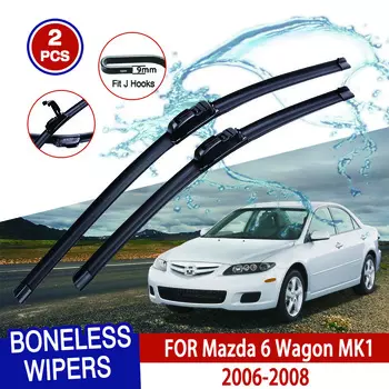 For Mazda 6 Wagon MK1 2006-2008 Car Windshield Wiper U-type Soft Rubber Frameless Bracketless HD Car Wipers 22 +18