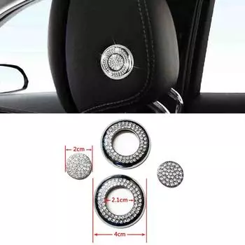 For Mercedes Benz C Class W205 2015-2018 Head Pillow Adjust Switch Button Modify Artificial Crystal Diamond Decal Trim серебряный