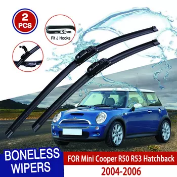 For Mini Cooper R50 R53 Hatchback 2004-2006 Car Windshield Wiper U-type Soft Rubber Frameless Bracketless Car Wipers 19 +18