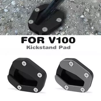 For Moto Guzzi V100 V 100 Mandello 2025 2025 Motorcycle CNC Kickstand Foot Side Stand Extension Enlarge Foot Pad Support Plate чёрный