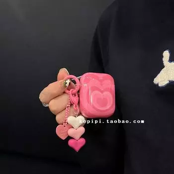 for New Arrival Airpods4 Generation Earphone Case Airpodspro Headset Protective Cover 1/2 Generation Neutral Apple 3 Generation Shell Young Adult AirPods pro2 + homemade rose powder Heart pendant