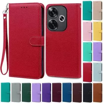 For POCO F6 Case Soft TPU Wallet Leather Flip Case For POCO F6 5G Case Xiaomi Poco F6 Book Cover Coque Fundas For POCO F6 5G темно-синий